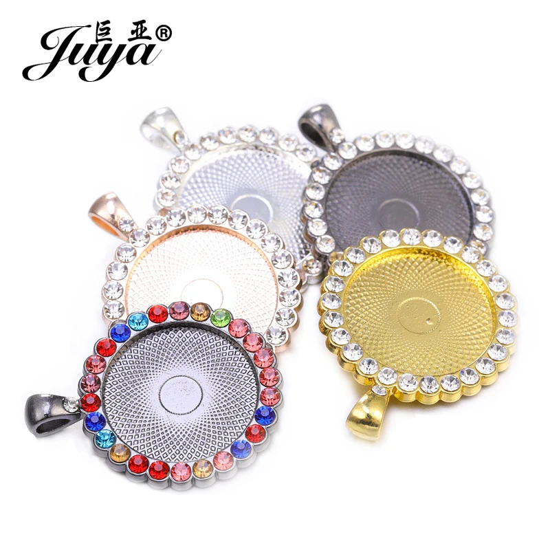 

5pcs/lot Crystal Pendant Bezel Setting 25/30mm Cabochon Base Charm For DIY Necklaces Jewelry Making Findings Accessories