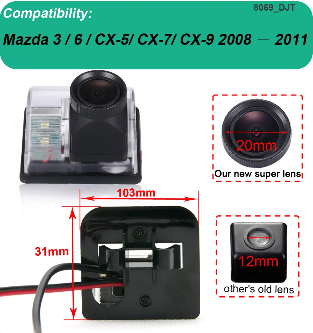 Camera 170 Degree car reverse parking camera for Mazda 3 / 6 / CX-5/ CX-7/ CX-9 2008 — 2011