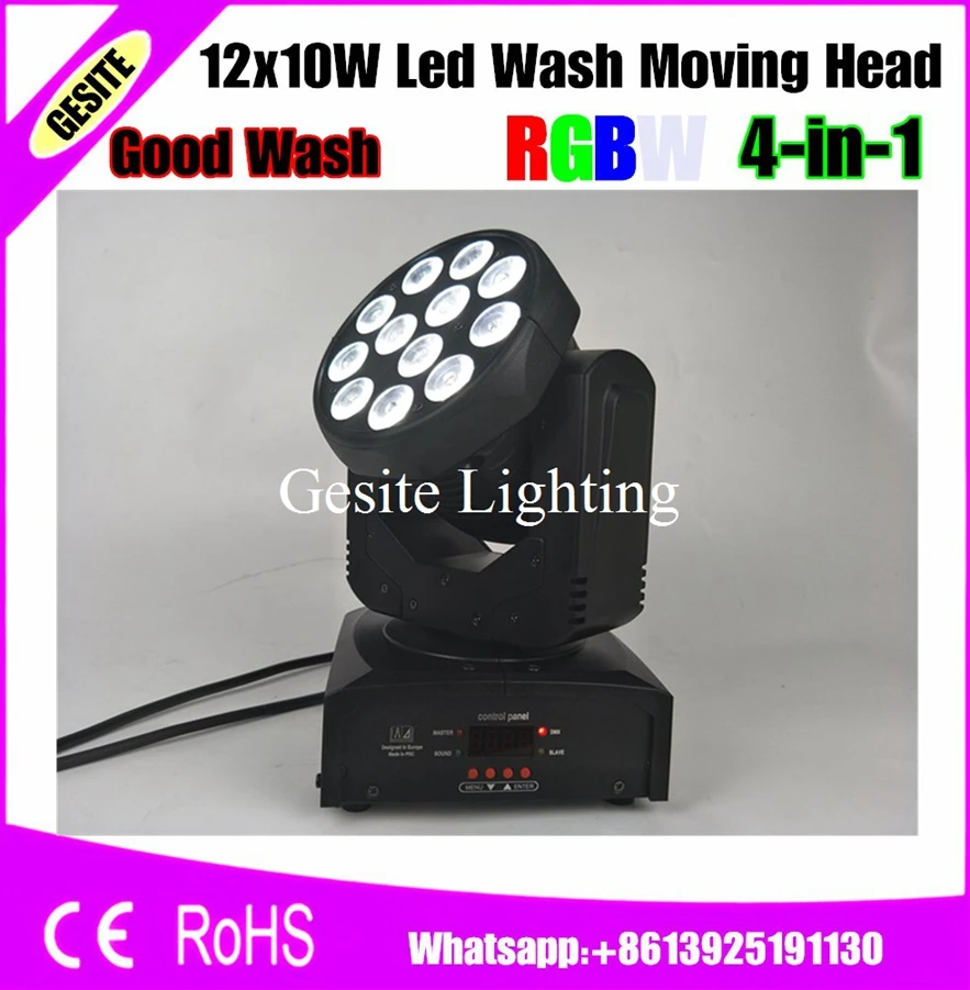 4PCS/lot 12pcs*10W 4IN1 Cree Led Moving Head Beam Light 13/17 DMX Channels wash Led Moving Head Effect