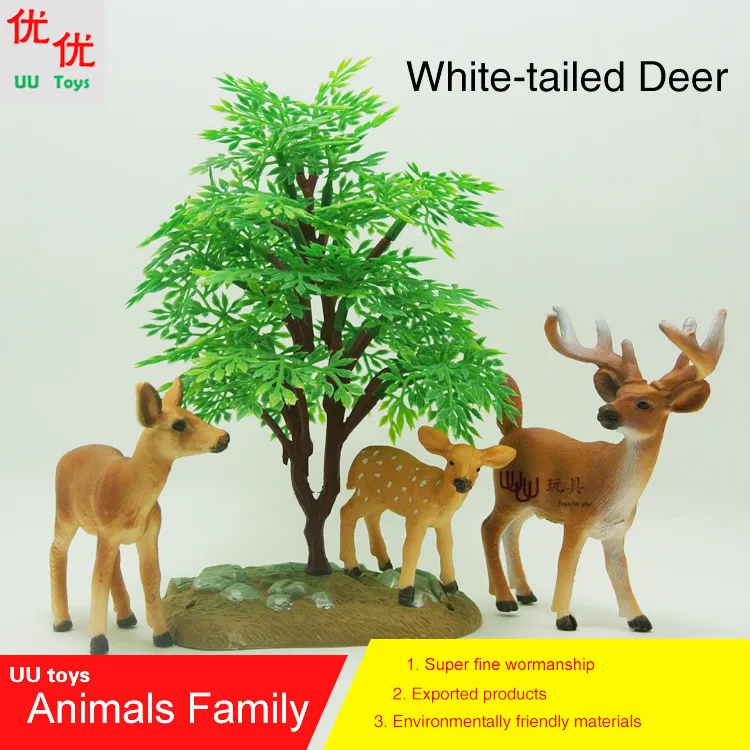 Hot toys: White-tailed Deer (Key Deer,Key Deer Toy Dee) family pack Simulation model Animal kids toys children Action Figures