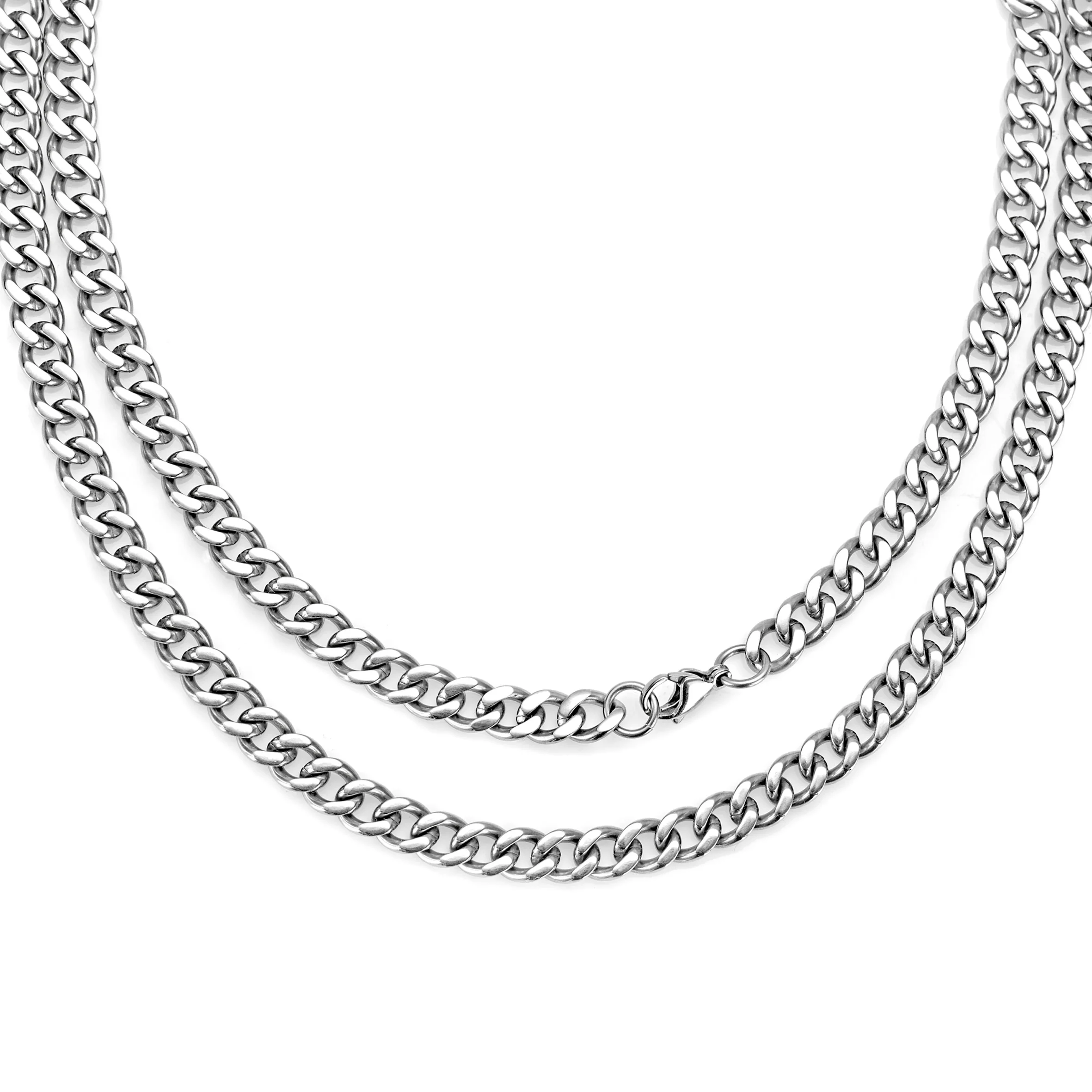 Pure Titanium Curb Chain Necklace for Men Women Hypoallergenic Light Weight Choker Fashion Jewelry