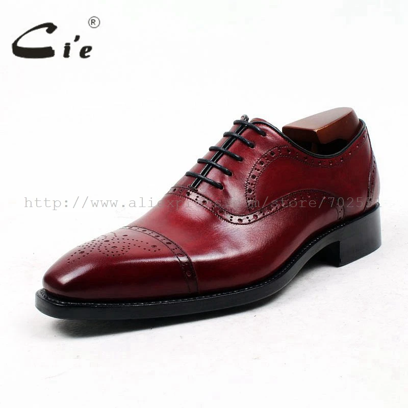 cie Square Toe Custom Bespoke Men's Shoe Handmade GOODYEAR Welted Full Grain Leather Men's Oxford Shoe Patina Deep Wine OX428