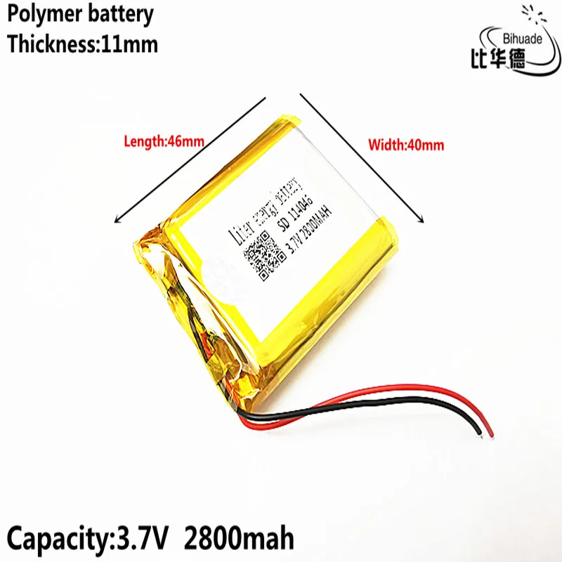 2019 Liter energy battery 3.7V lithium battery early 114046 2800mAh headlight GPS navigator general polymer batteries