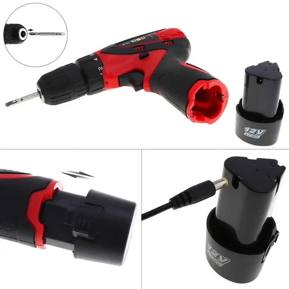 VOTO 12V Electric Screwdriver Rechargeable Lithium 2 Battery Wireless Drvier Cordless Screwdriver Two-speed Power Tools