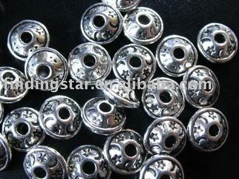 

300Pcs Tibetan silver metal star moon bicone spacer beads A603