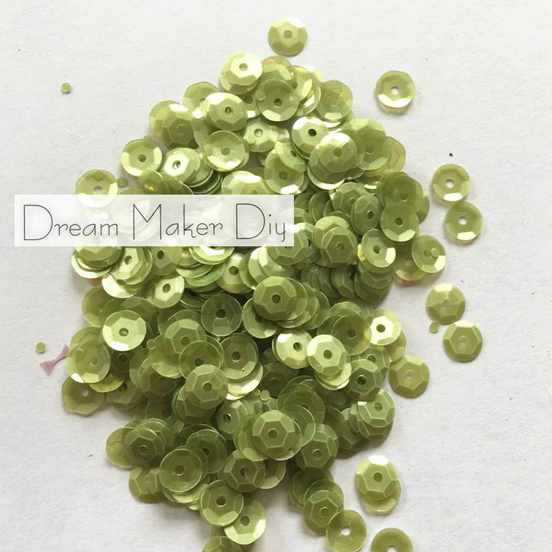 50g(3500pcs) 6mm Cup Matt Translucent Light green round loose sequins Paillette sewing Wedding craft for decoration scrapbook