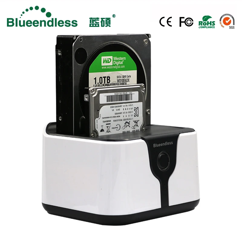 Blueendless-Carcasa Para Disco Duro SSD 2 Bay HDD, Usb 3,0, estación de acoplamiento, Externo, de plástico