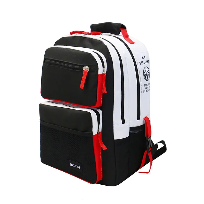 Black and white stitching High school bags for teenage boys girls travel backpack laptop bag 15.6 kids schoolbag backpack