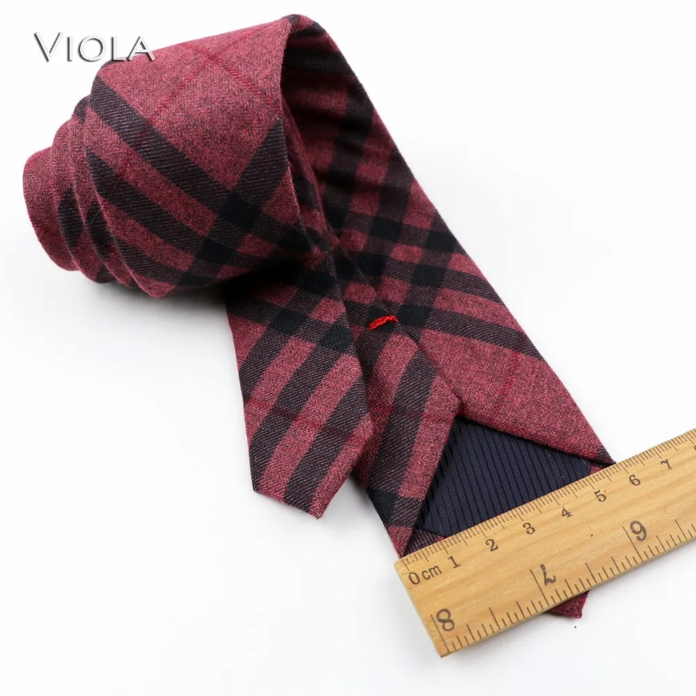 Gravata de algodão de lã macia masculina, gravata xadrez listrada estreita, terno smoking justo, acessório de camisa, lazer vermelho e azul, presente masculino vintage, 6cm