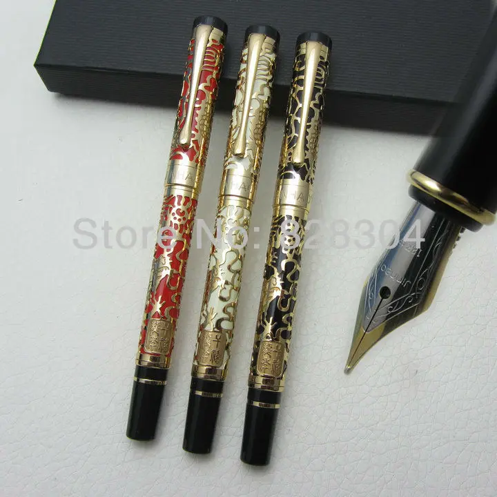 

3pcs Shipping NIB Jinhao Ping cursive italic style celluloid 0.7MM perfect carvings Pattern Fountain Pen