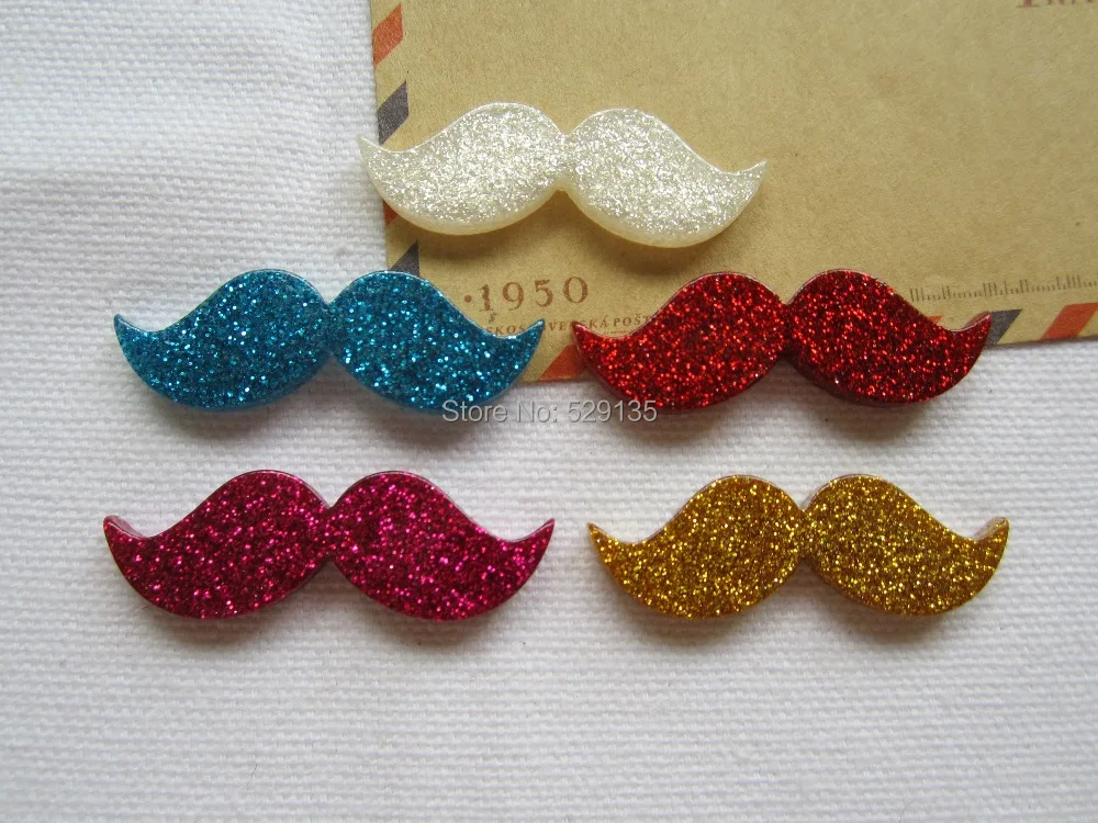 

Resin Glitter Kawaii Moustache, Resin Cabochons for Hair Bow Center, Crafts Making, DIY (43*14mm)