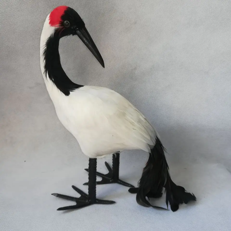 simulation cute standing Red-crowned crane model foam&feathers bird model home decoration props gift about 30cmd2544