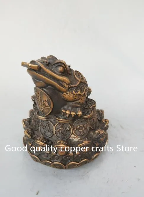 China exquisite brass Gold toad coin wealth crafts statue