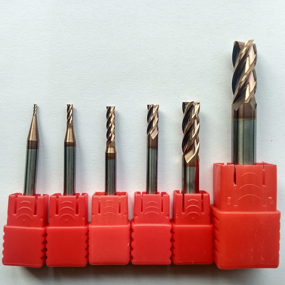 Jerray 1mm,2mm,3,,,4mm,5mm,6mm,8mm,10mm,12mm 4 flutes lengthen HRC55 Tungsten Carbide Flat  End Mill CNC Milling Router Bits