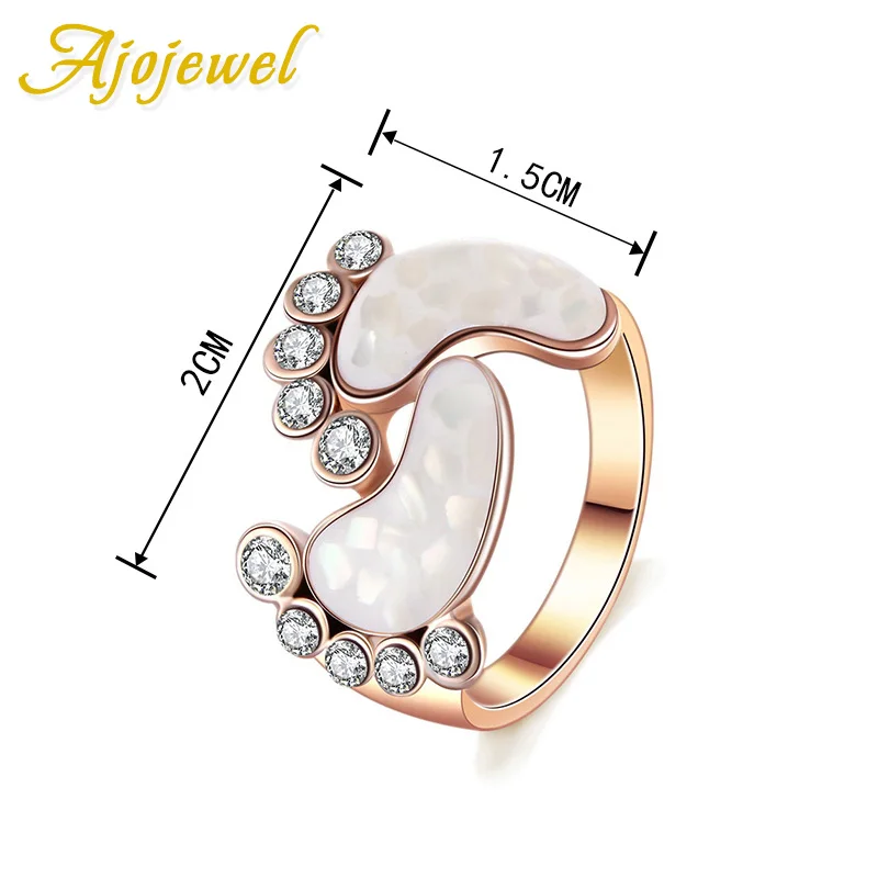 Ajojewel Shell Baby Foot Rings For Women Golden Rhinestone Ring Wholesale Cute Gift