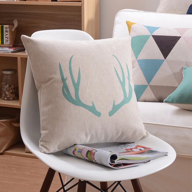 Nordic deer Lumbar pad Cushion Cover Decorative Home Textile deer almohada soft seat car linen cushion pillowcase  BO-13