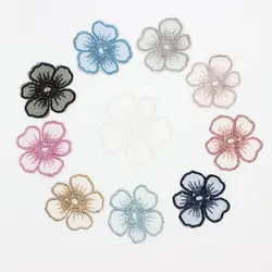 20PCS/lot  Embroidery Mesh Five Petals Flower Applique 5.5/4cm Translucent Single layer for Garment Embellishment,DIY project