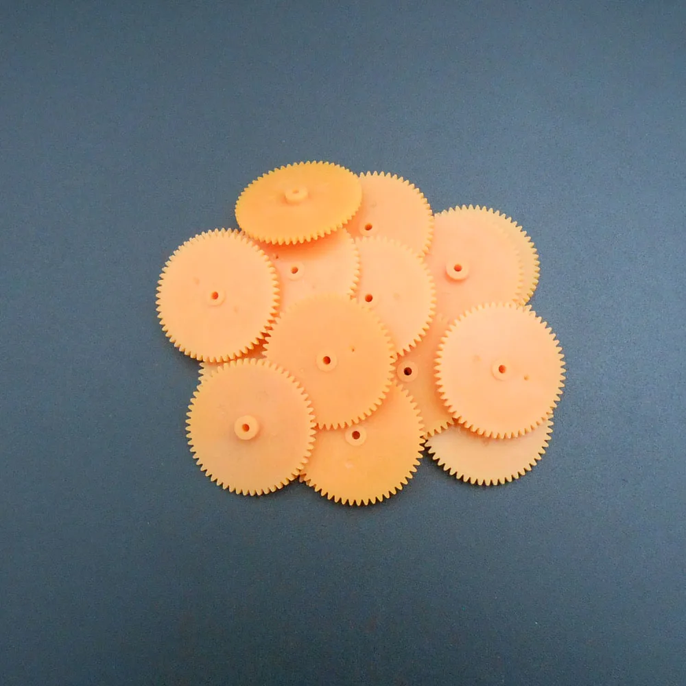 20PCS/LOT 0.5M 56T 2A Plastic Spur Gear 0.5 Modulus T=56 Aperture: 2mm 1.95MM Tight Fitting 56 Teeth 4MMX29MM Soft Orange *FD865