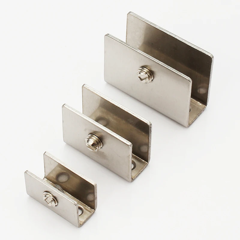 Imagen 4: Abrazaderas B802S para tablero de vidrio de 6 a 8mm, Clips de soporte de estantes de vidrio de acero inoxidable con forma Rectangular, 2 unids/lote