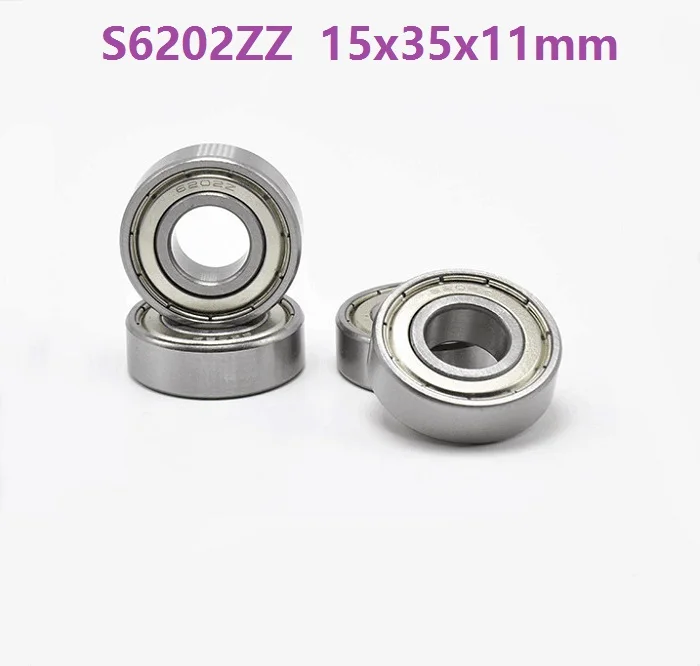 10pcs ABEC-5 S6202ZZ S6202 ZZ 15*35*11mm Stainless steel Ball bearing Stainless steel Deep Groove Ball Bearings 15x35x11mm 6202