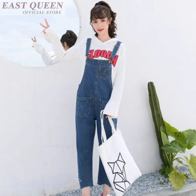 ผู้หญิง jumpsuits 2018 denim กางเกงยีนส์ overalls สำหรับผู้หญิง elegant ข้อเท้าความยาวกางเกงสำนักงานกระเป๋า jumpsuit rompers DD567 L