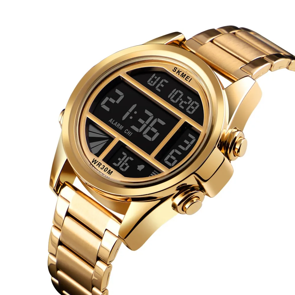 SKMEI Sport Men Watches Luxury Gold Digital Wristwatch Waterproof Chronograph Luminous Display Fashion Casual Electronic Watch