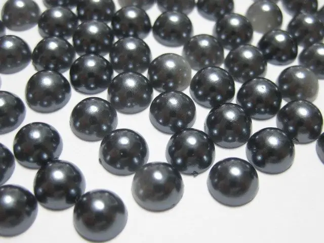 

1000 Dark Grey Pearl Bead 6mm Flat Back Round Gems Scrapbook Craft