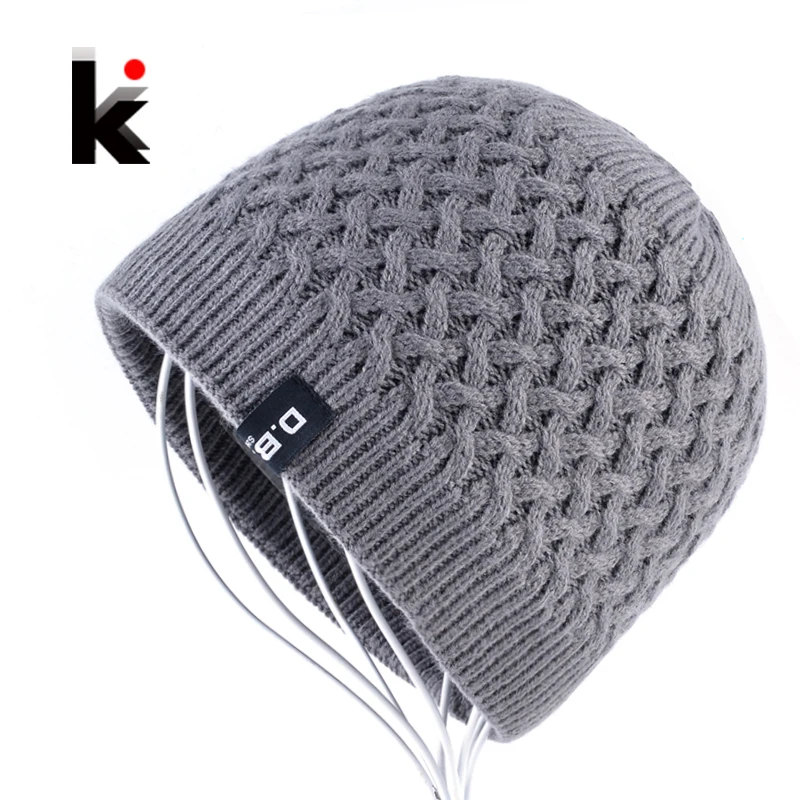 Men's Skullies Hat Beanies Winter Bonnet Knitted Wool Hat Add Velvet thick Caps Men Outdoor Casual Warm Knitting Gorros Homens