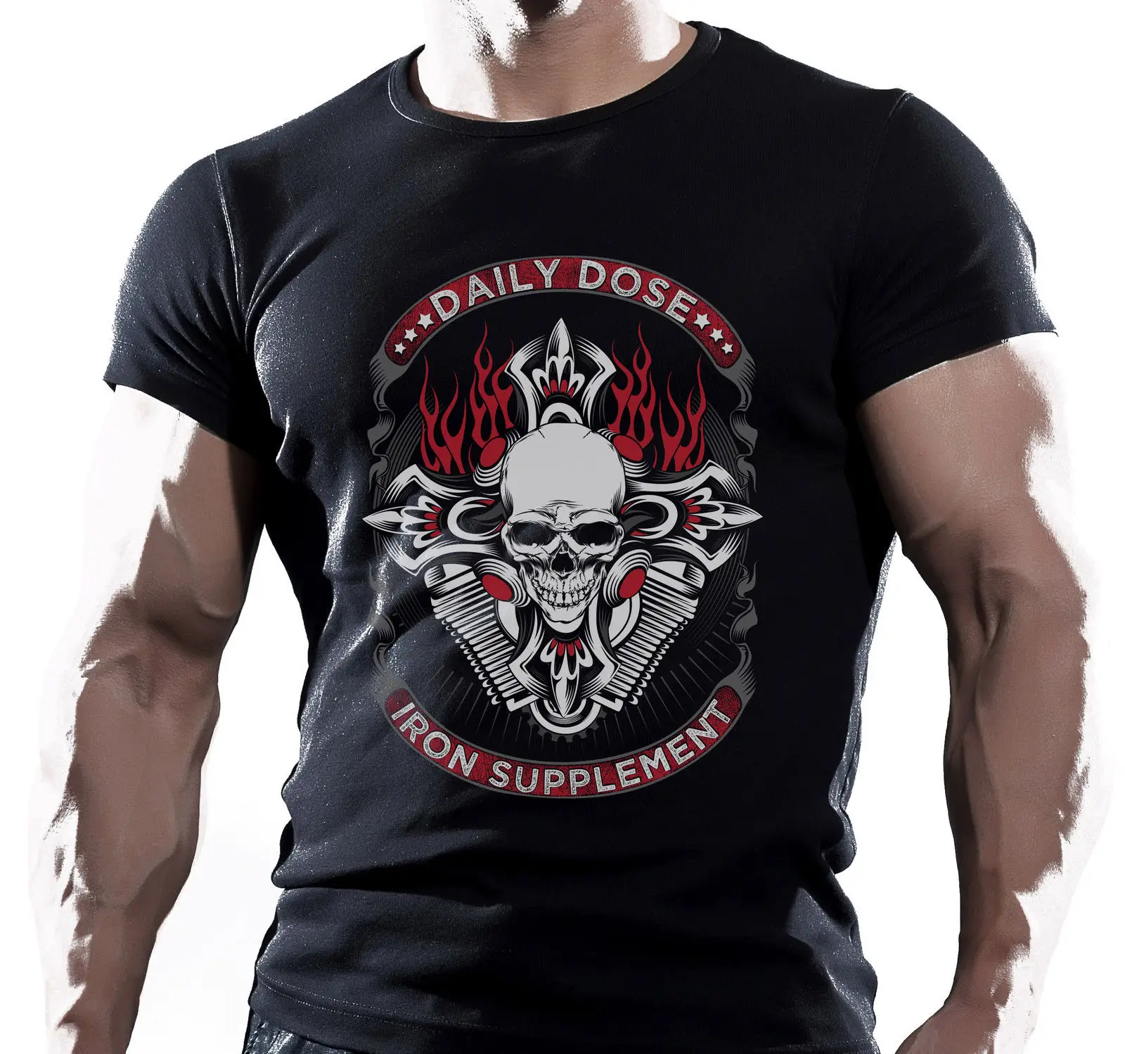 T-Shirt Summer Novelty Cartoon Daily Dose Iron Supplement - Mens Motorbike T-Shirt Biker Motorcycles Biker T Shirt