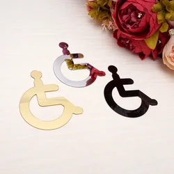 Acrylic Wheelchair Disabled Toilet Mirrored Door Sign 3D Mirror Surface Wall Sticker for Public Toilet 10cm,15cm,20cm