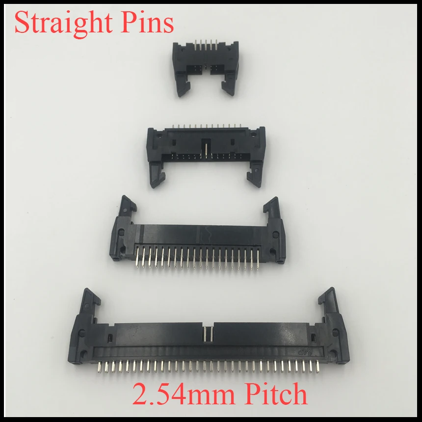 

DC2 34P 40P 50P 64P 34 40 50 64 Pins 2.54mm Pitch 180 Degree Straight Ejector Header Connector Male PCB IDC Horn Socket Box