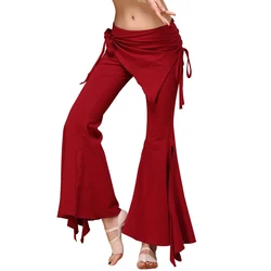 Pantalones acampanados de cintura alta para mujer, Ropa de baile Tribal para danza del vientre, pantalones de práctica para mujer