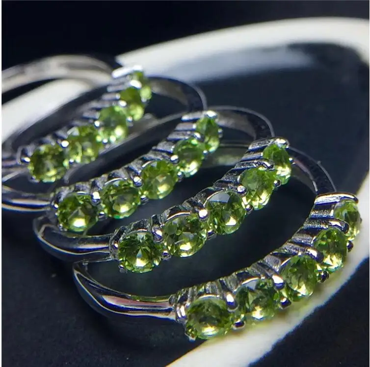 Natural Peridot ring Free shipping Natural real peridot 925 sterling silver Fine jewelry 3mm 5pcs gemstone Handworked rings