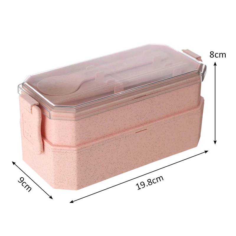 TUUTH Cute Lunch Box Double Layer Bento Box Microwave Heating Kids Snack Box Portable Dinne Food Picnic Food Container Box