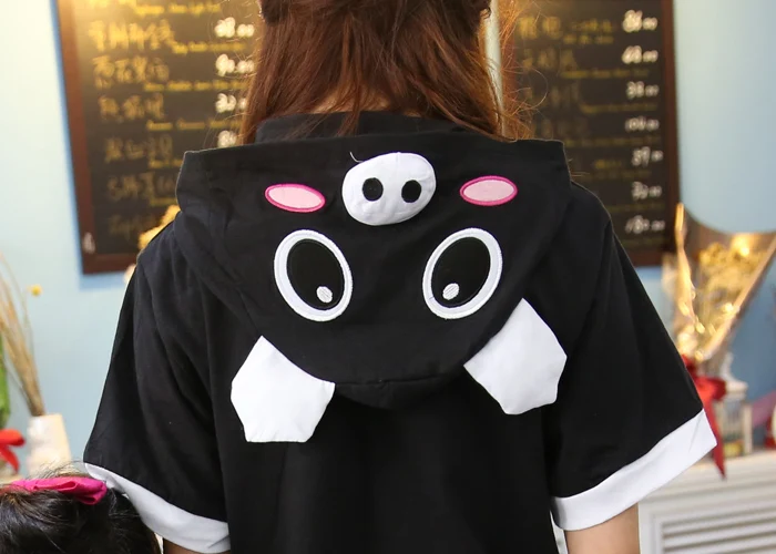 Cartoon animal conjoined Black Pig Adult Animal Onesie Pajamas Unisex Pyjamas Short Sleeve Summer Nightgowns Sleepwear Nightdres