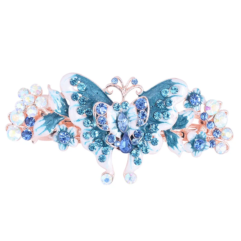 EASYA Large Enamel Crystal Butterfly Barrettes Hair Clip New Fashion Women Girls Pretty Hairpin Hearwear Accessories Ornaments