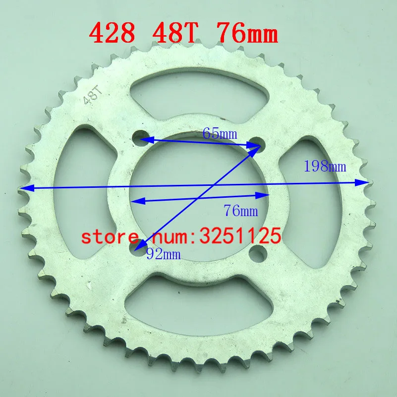 High performance motorcycle scooter drive gear 428 76mm 48T Tooth Rear Chain Sprocket  for Motorcycle Pit Dirt Bike Go Kart