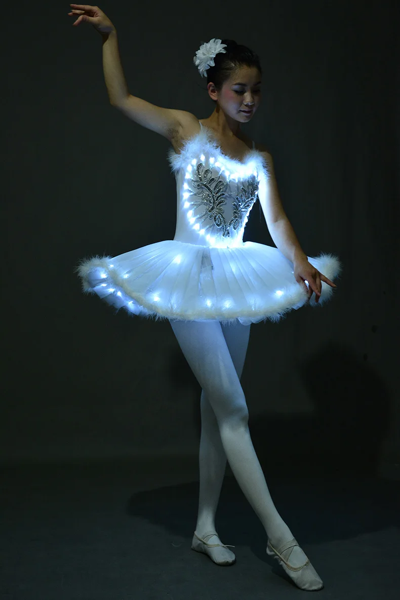 

LED light Swan Lake Noctilucan Light LED ballet skirt Adult children fluffy fluorescent performance clothing Dance Costume