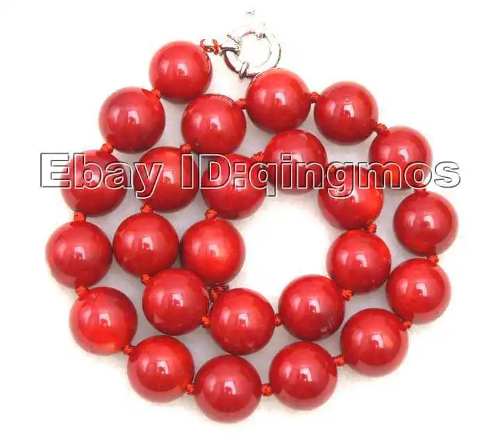 SALE Huge 16-18MM NATURAL high quality perfect Round GENUINE Red Coral Necklace-nec5499 wholesale/retail Free shipping