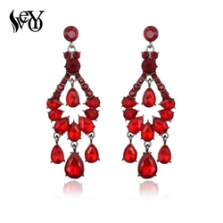 VEYO Brand Big Crystal Drop Earrings for Women Statement Jewelry For Wedding Trendy Long Pendant Luxury Dangle Earrings
