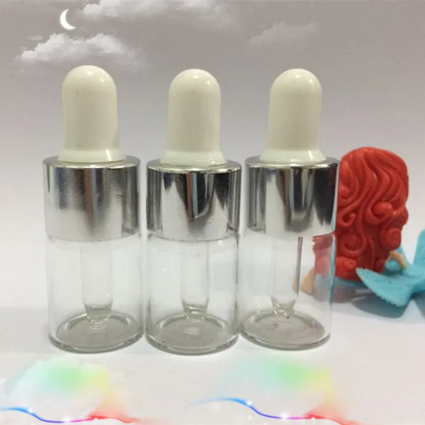 100 Pcs 5Ml Clear/สีน้ำตาลแก้ว Dropper ขวดสีดำ/สีขาวพลาสติกหัวสำหรับน้ำมันหอมระเหย,5Ml น้ำหอมแก้วขวด Dropper