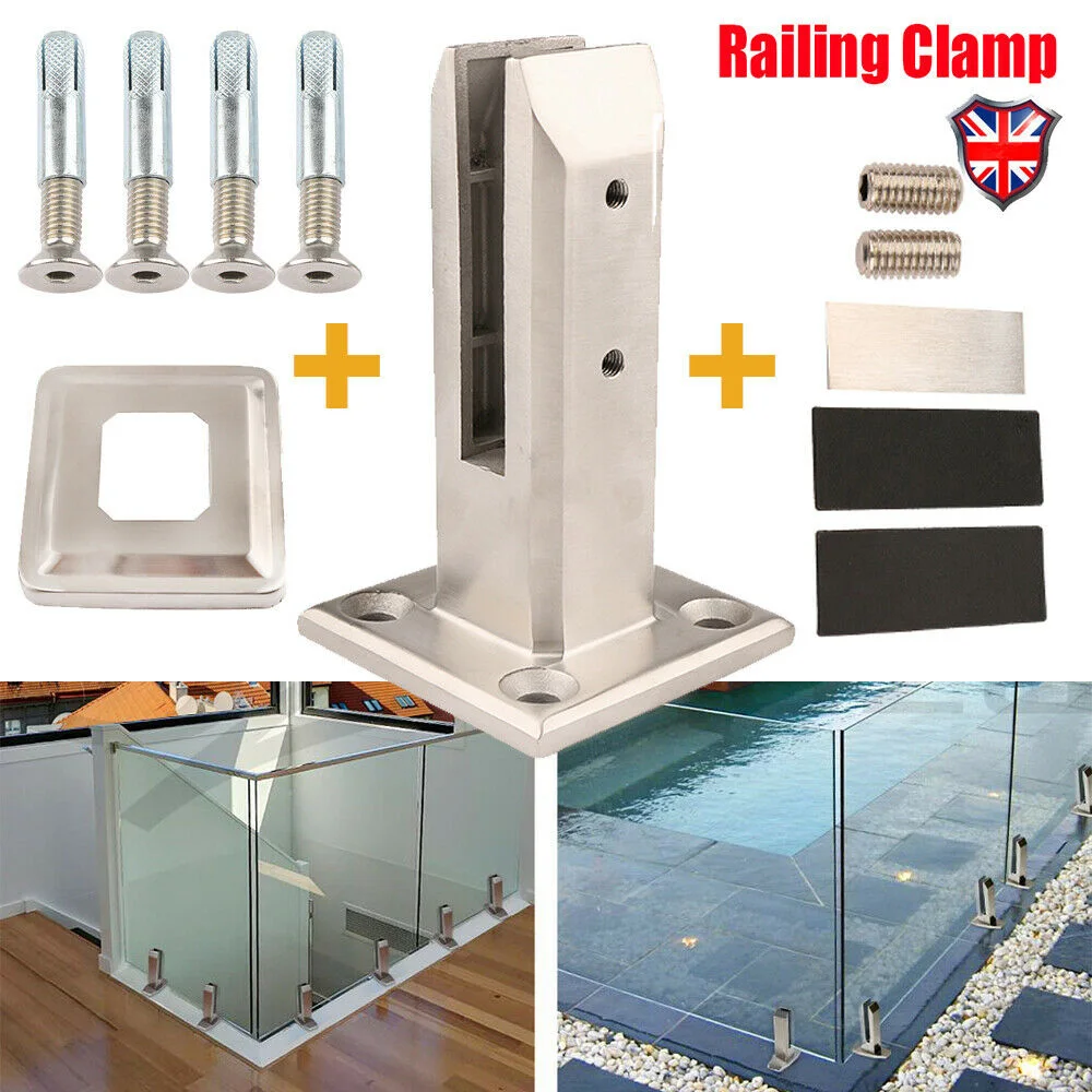 Stairs Swimming Pool Clamp Glass Strong Clamp Balustrade Railing Balcony Glass Fence Clamp Fence Railing Clip Stainless Steel