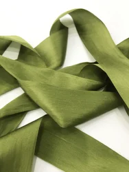 100% pure silk ribbons for embroidery and handcraft project, green color, 32mm, gift packing