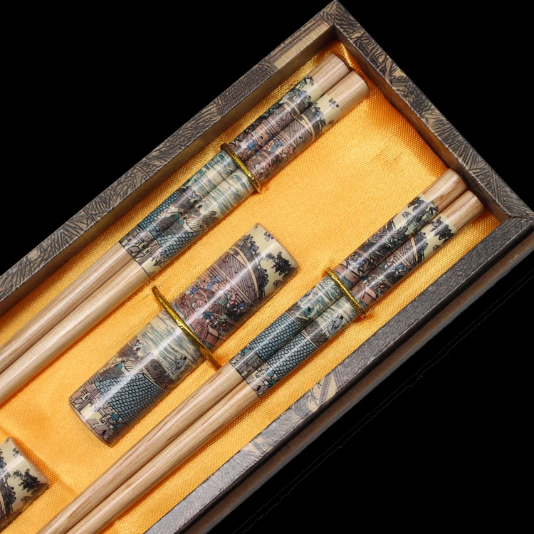 Essstäbchen aus Holz, Geschenkbox, Hochzeitsgeschenke, chinesische Merkmale, Überseegeschenke, Essstäbchen aus Holz, Essstäbchen-Set, Holzküche – Detail 4