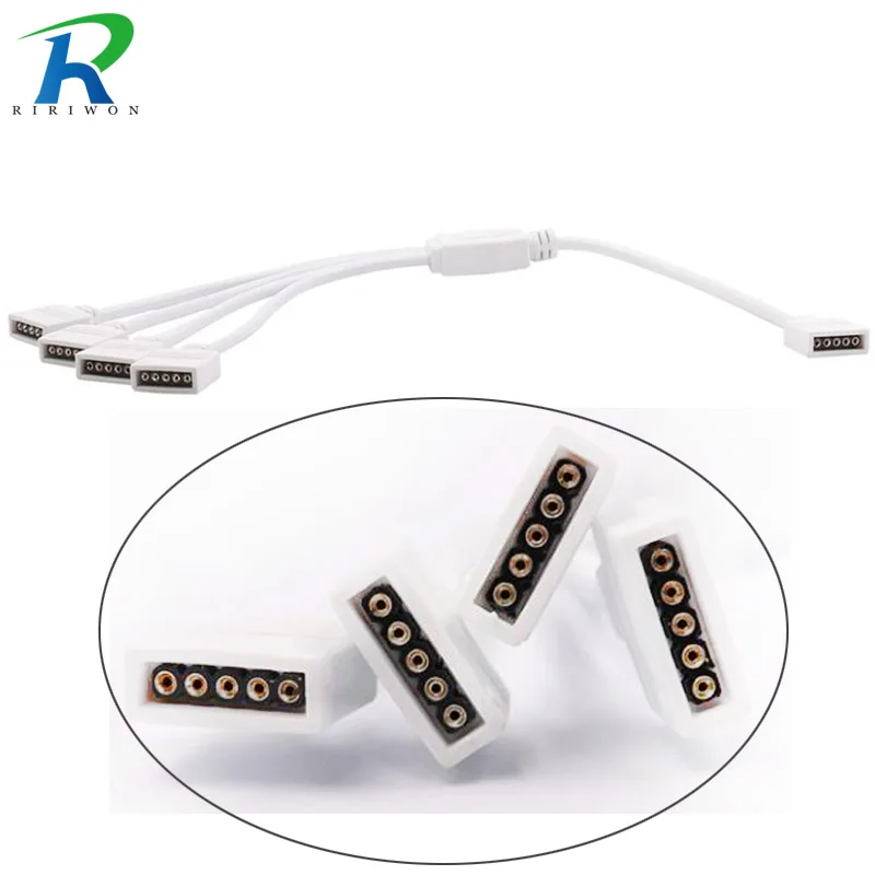 RGB Connector Lighting Accessories 4 Pin 5 Pin RGB / RGBW 1to2  1to3 1to4 Female LED RGB Splitter Cable For 5050 2835 LED Strip