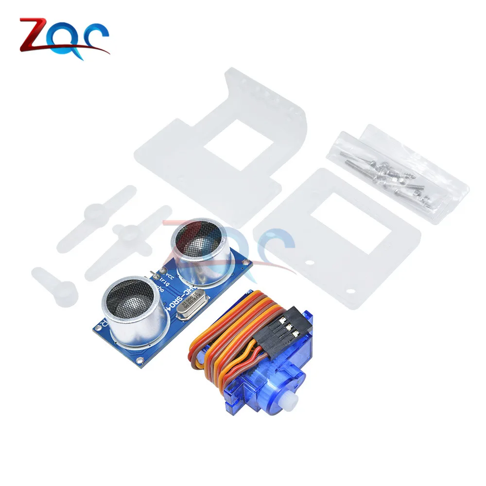 1pcs Ultrasonic Module HC-SR04 + 1pcs 9G SG90 servo motor +1pcs FPV dedicated nylon mounting bracket PTZ for arduino kit