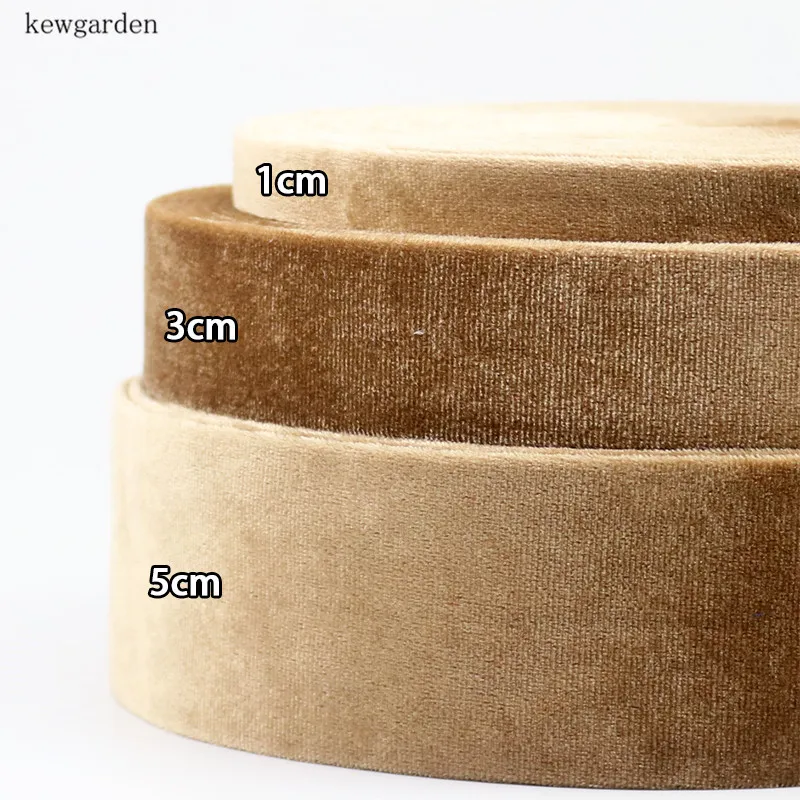 Kewgarden 30mm 3cm Velvet Cotton Layering Cloth Ribbons Flannel Handmade Satin Ribbon DIY Bowktie Tape Riband 5m/lot