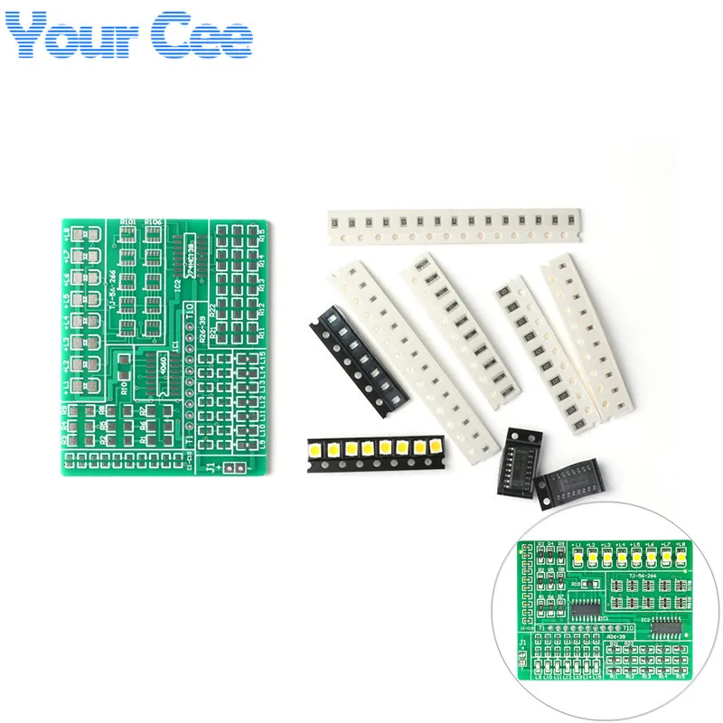 1801 SMD Component Welding PCB DIY Electronic 15 Ways LED Light Controller Kit Practice Board