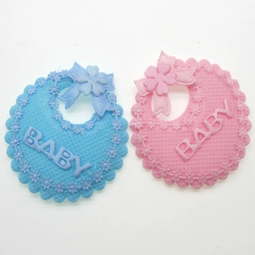 12Pcs Handmade Fabric Baby Bibs Applique For Baby Shower Baptism Party Table Embellishments Decorations 5.0cm