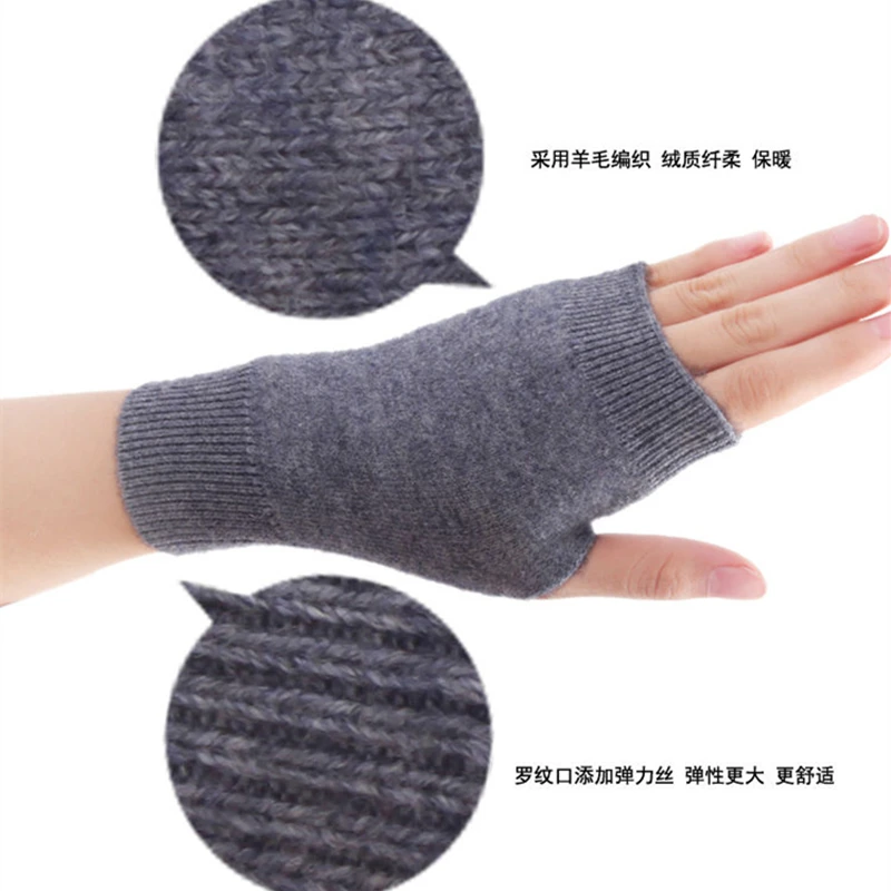 Cashmere Wool Blending Mitt Exposed Finger Women\'s Gloves Winter Knitted for Women Fingerless Gloves Wrist Mittens Free shipping